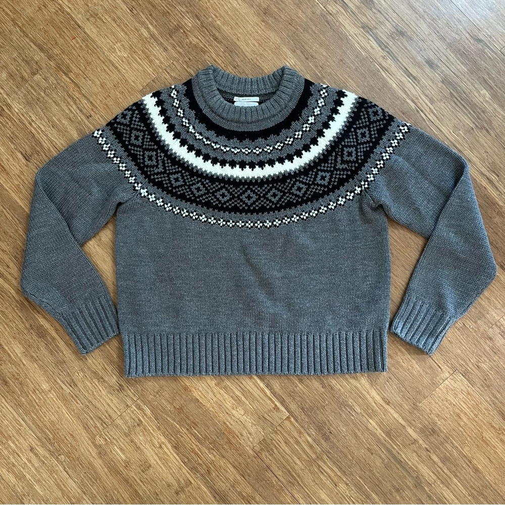 Kit and Ace Gray Fair Isle Crewneck Sweater